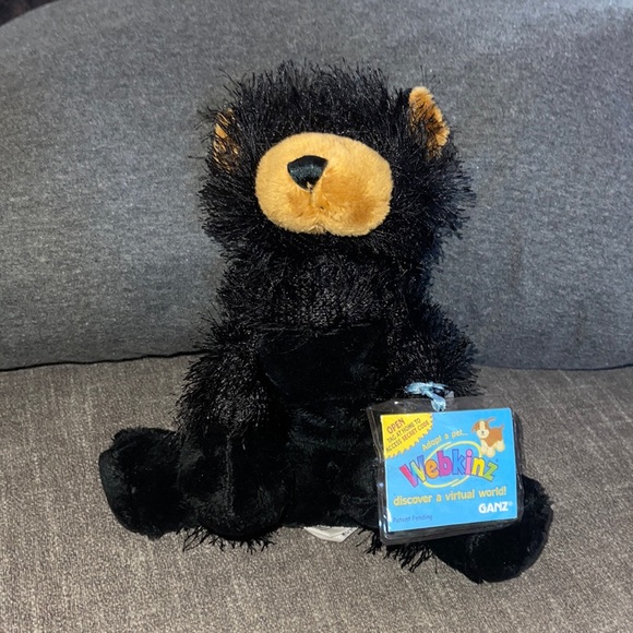 WEBKINZ Ganz BLACK BEAR HM004 w/hang & but Tag No Code plush stuffed animal - Picture 1 of 15
